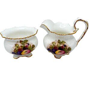 Aynsley Orchard Fruit Fine Bone China Creamer & Sugar Bowl Set England Vintage